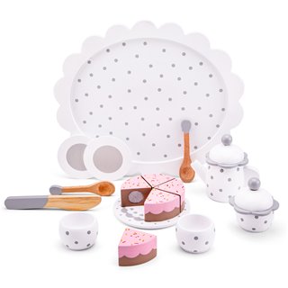 Tea set with cutting cake - white